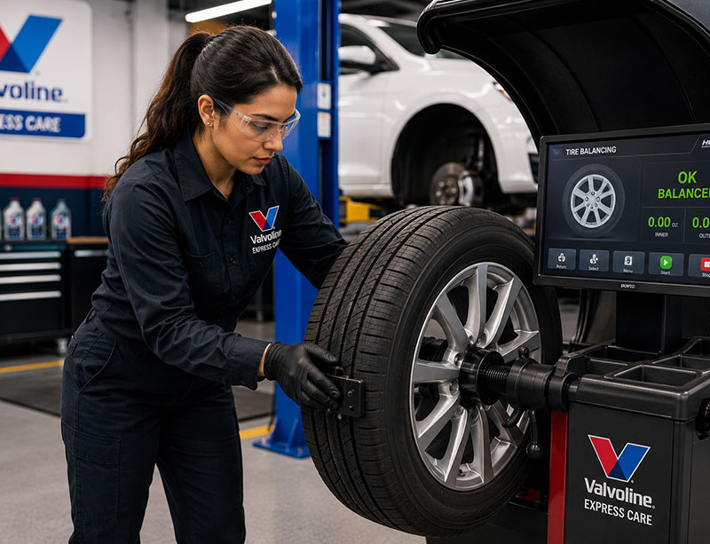 Tires being rotated during routine service